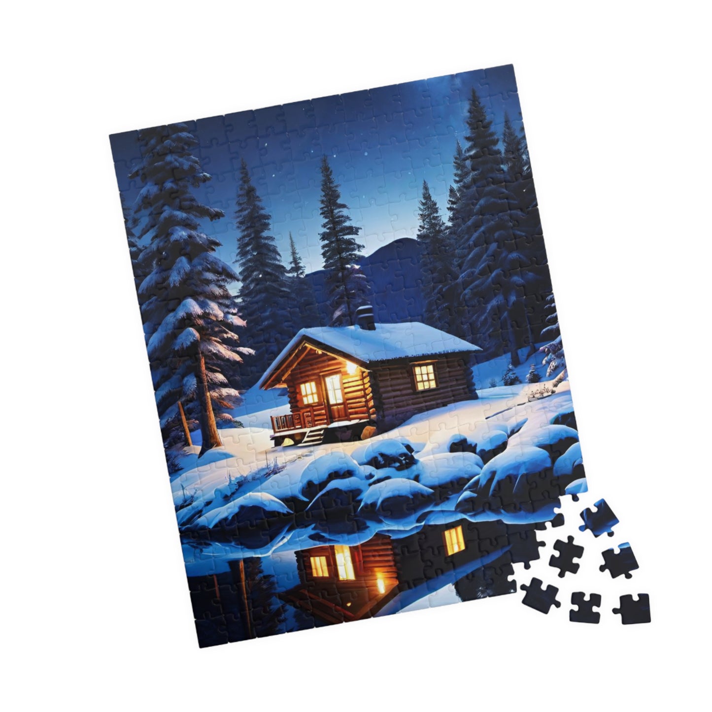 Jigsaw Puzzle - Winter Cabin on a Cold Night