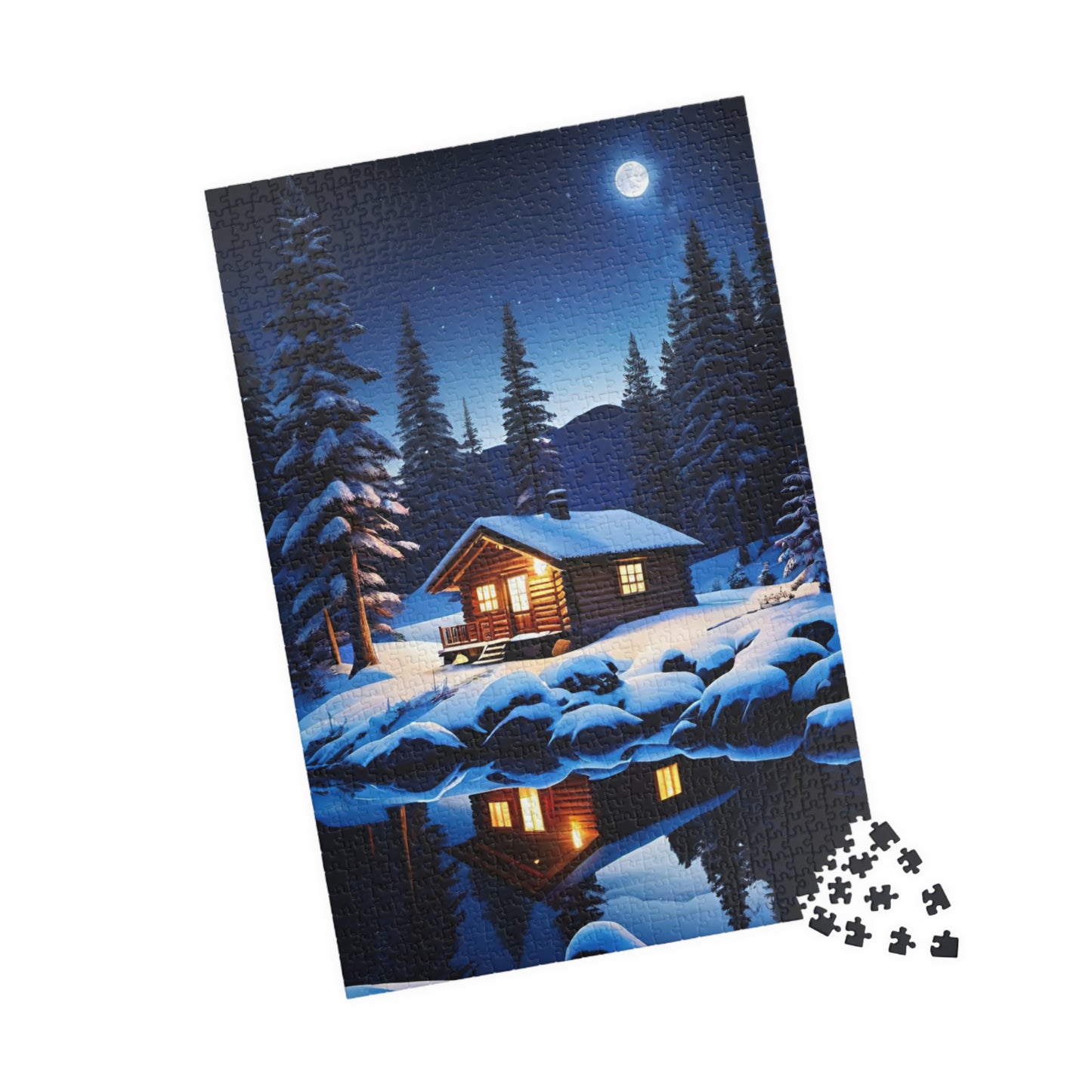 Jigsaw Puzzle - Winter Cabin on a Cold Night