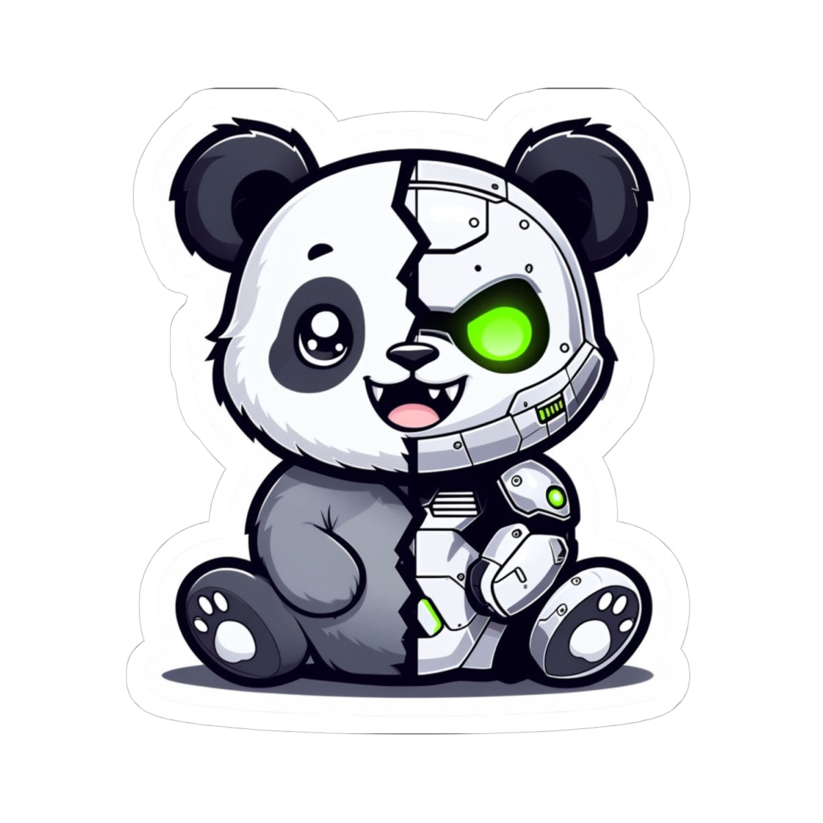 Evil Robot Panda Kiss-Cut Sticker