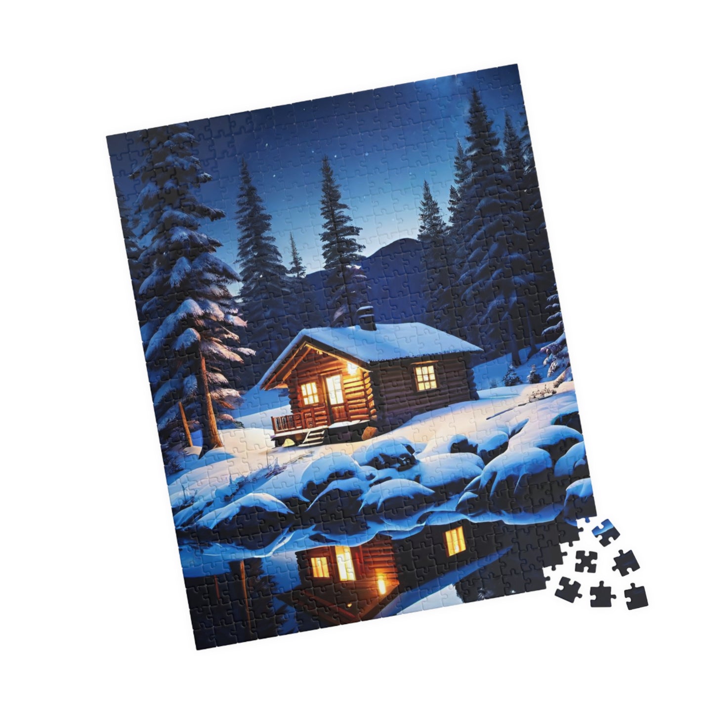 Jigsaw Puzzle - Winter Cabin on a Cold Night